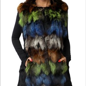 Lux Multi/Black Fur Vest